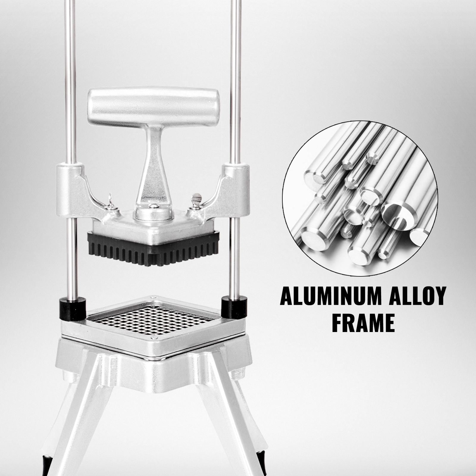 VEVOR vegetable chopper with aluminum alloy frame and sturdy construction.