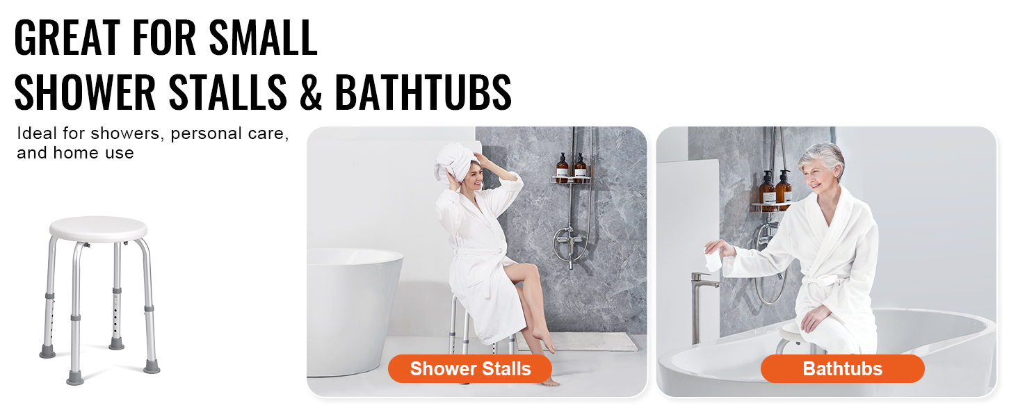 VEVOR shower chair ideal for small shower stalls and bathtubs, perfect for personal care and home use.