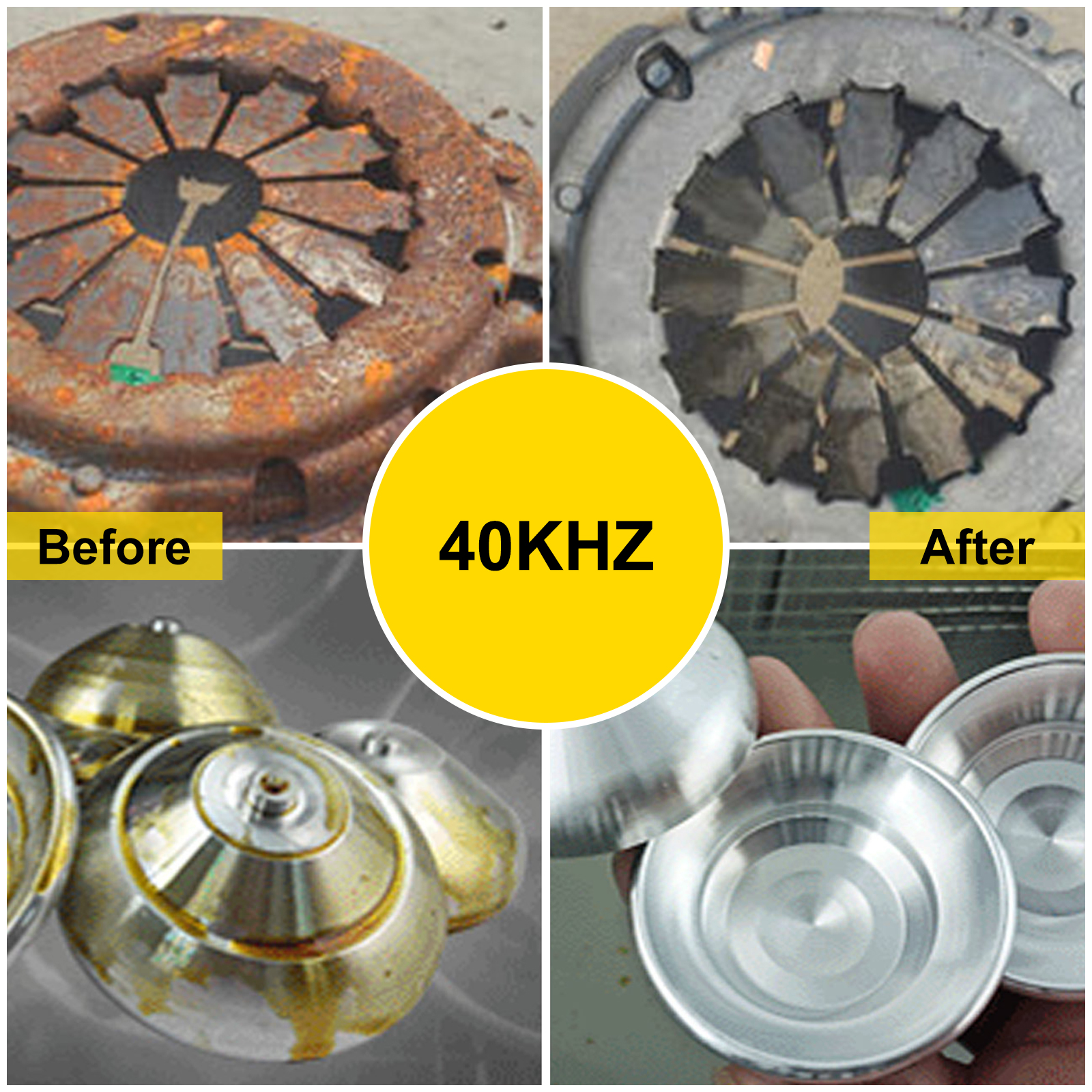 before and after cleaning with VEVOR ultrasonic cleaner, 40khz efficiency.