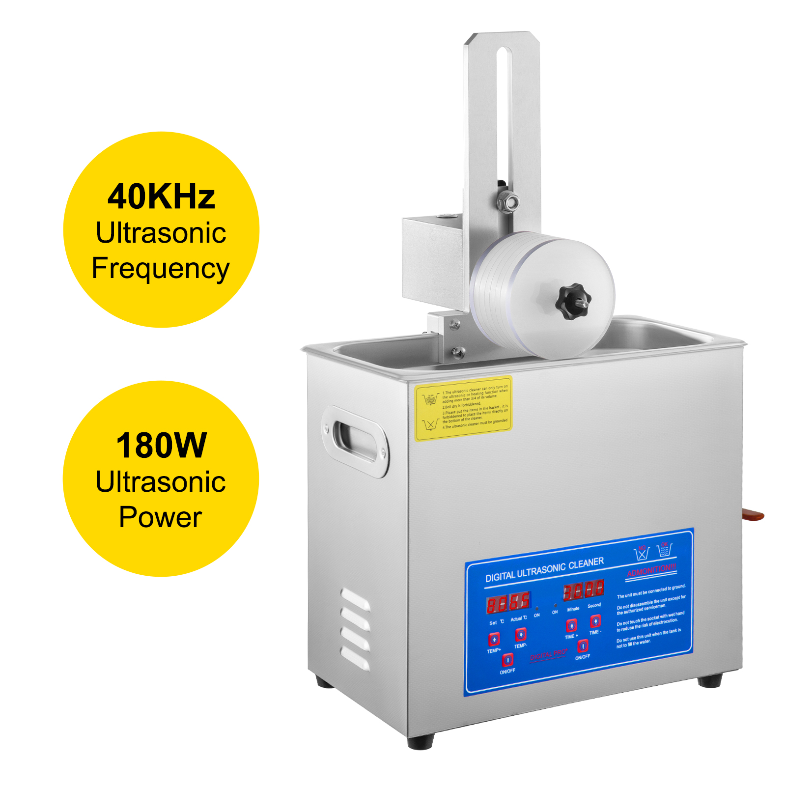 VEVOR ultraskaņas vinila tīrītājs ar 40 kHz frekvenci un 180 W jaudu.