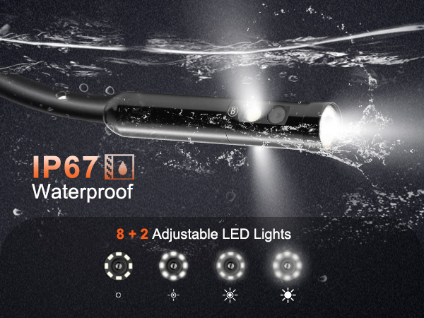 VEVOR triple objektiivi borescope veekindel 8+2 reguleeritav led tuled alla ip67 sertifikaat.