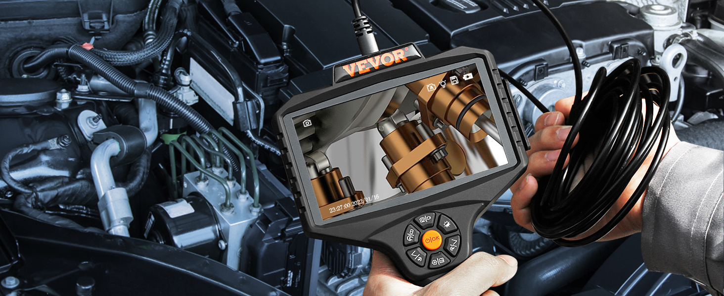 VEVOR triple objektiivi borescope kontrollimise mootori kõrge resolutsiooniga ekraan.