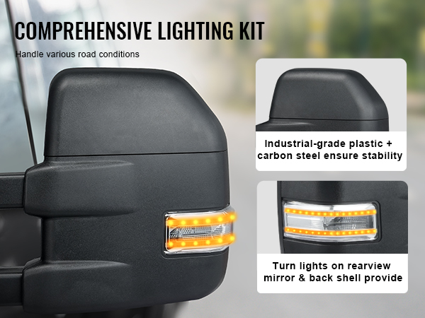 VEVOR towing mirrors ford f150 with integrated turn signals and industrial-grade construction.