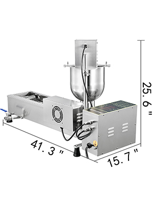 VEVOR donut making machine with dimensions 41.3" x 15.7" x 25.6"