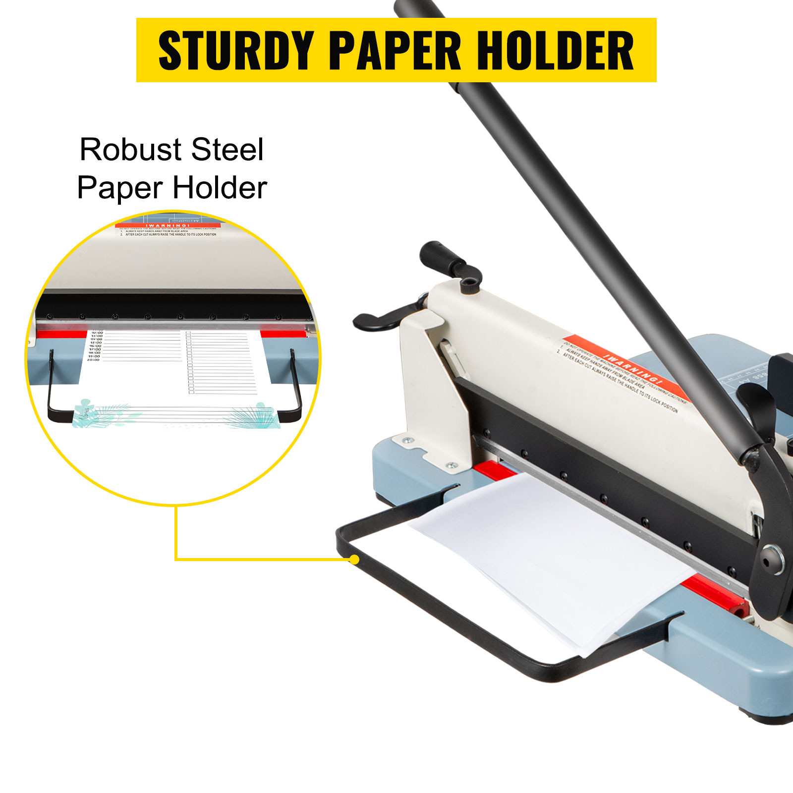 VEVOR industrial paper cutter with sturdy robust steel paper holder.