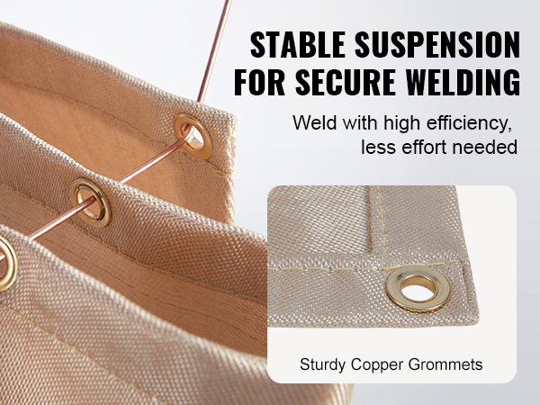 VEVOR welding blanket with sturdy copper grommets for stable suspension, ensuring secure and efficient welding.