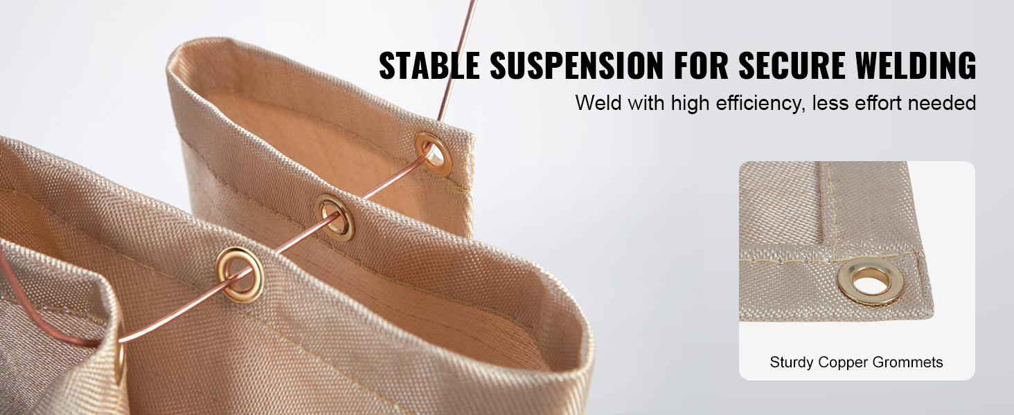 VEVOR welding blanket with sturdy copper grommets for stable suspension, ensuring secure and efficient welding.