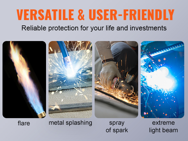 versatile protection with VEVOR welding blanket against flare, metal splashing, and sparks.