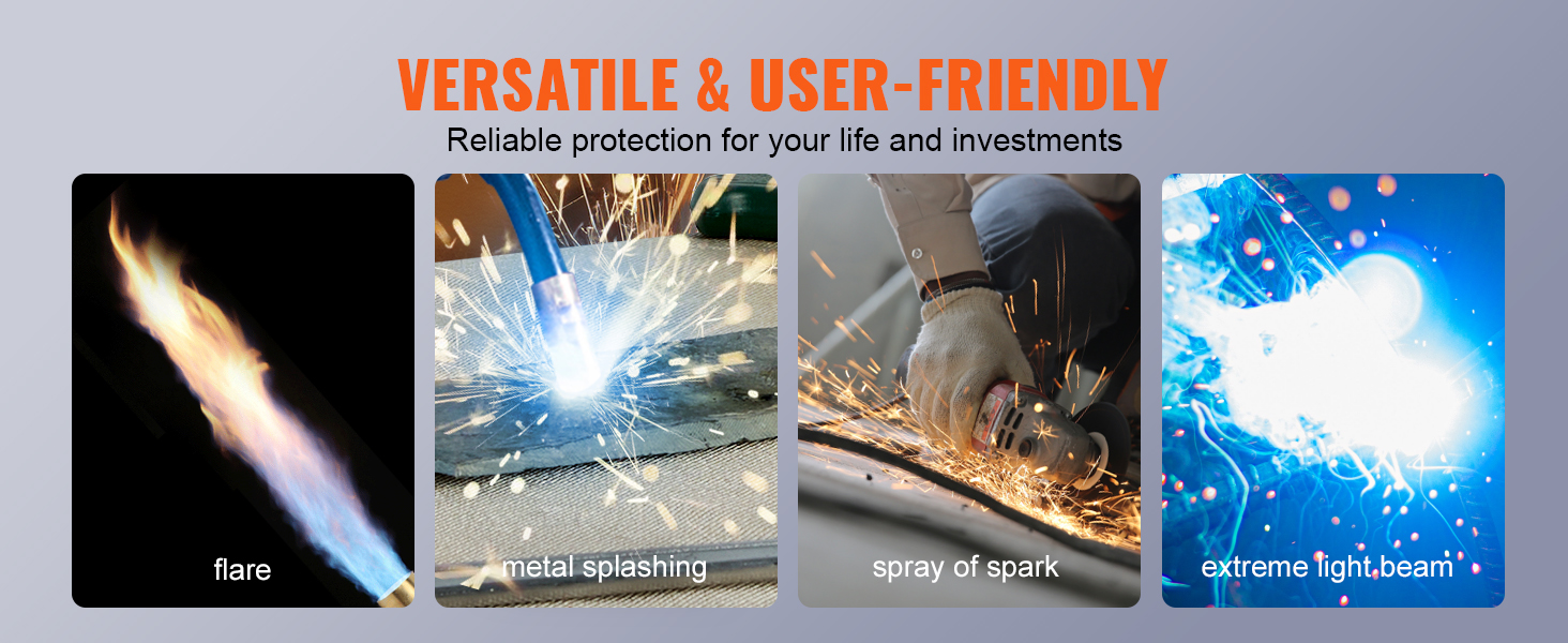 versatile protection with VEVOR welding blanket against flare, metal splashing, and sparks.