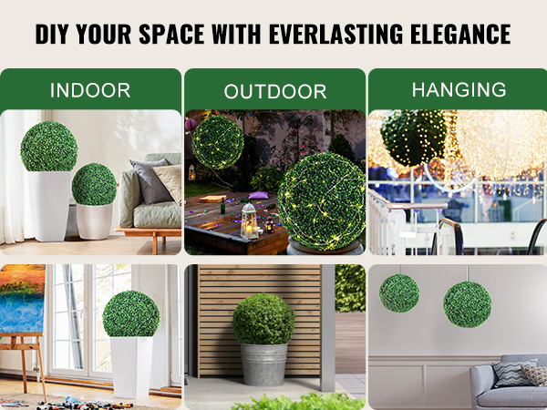 diy indoor, outdoor, and hanging decor with VEVOR artificial topiaries to enhance your space.