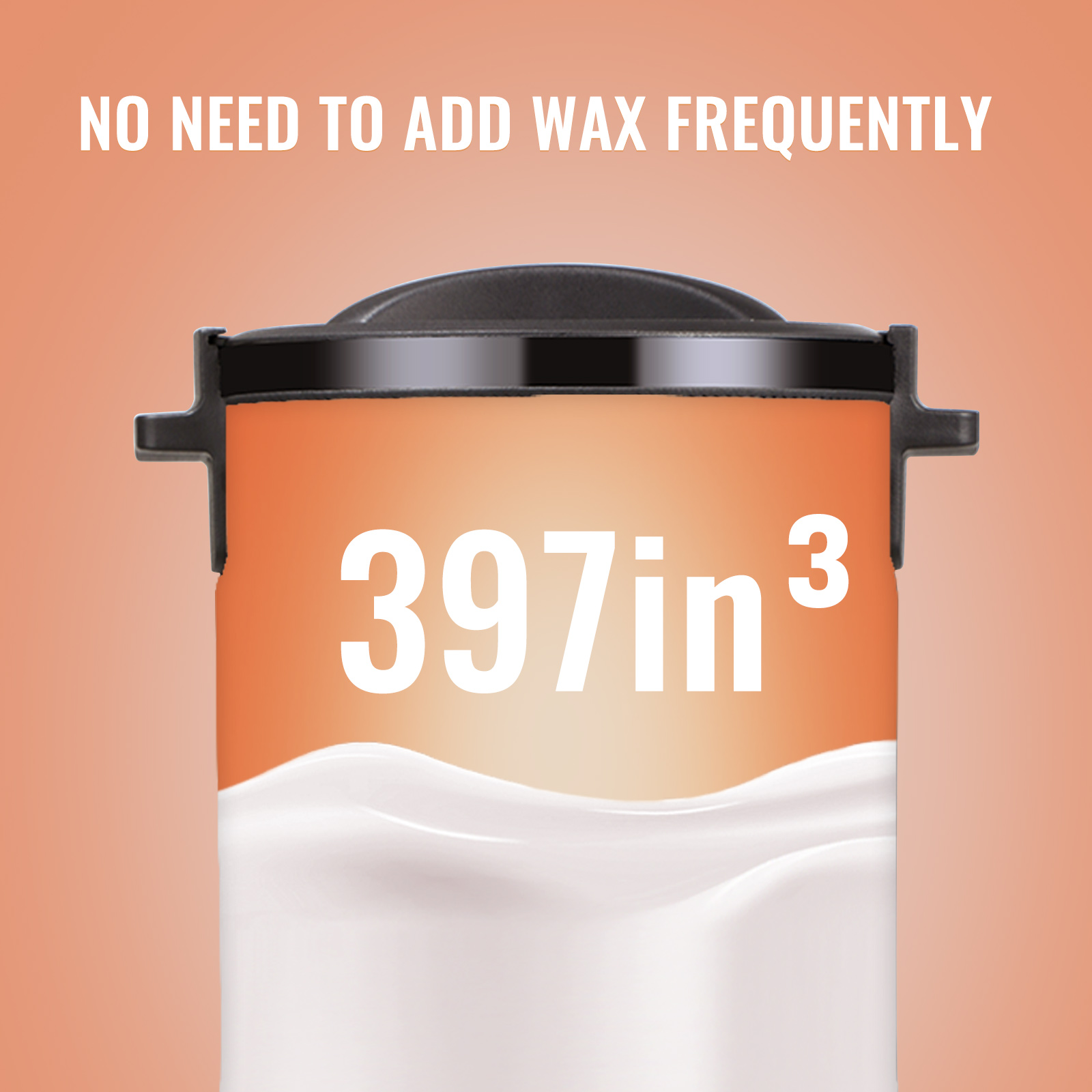 VEVOR wax melter with 397 cubic inches capacity, reducing the need for frequent wax refills.