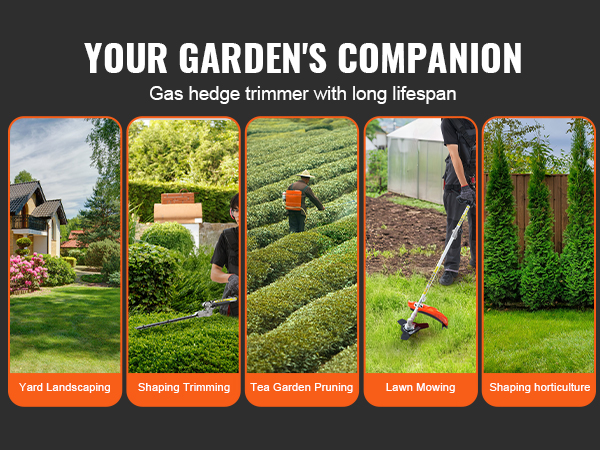 gardening activities with various tools, including the VEVOR 6-in-1 multi-functional trimming tools.