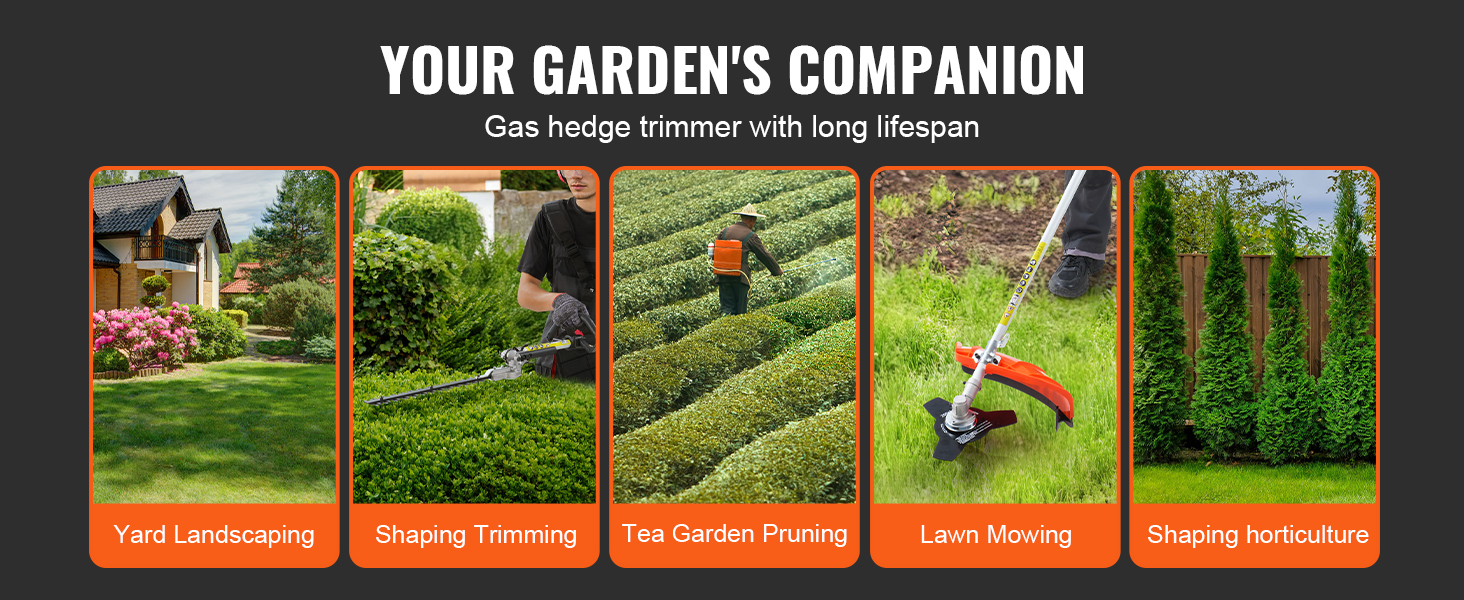 gardening activities with various tools, including the VEVOR 6-in-1 multi-functional trimming tools.