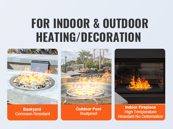VEVOR fire pit pan for backyard, outdoor pool, and indoor fireplace uses. ideal for heating and decoration.