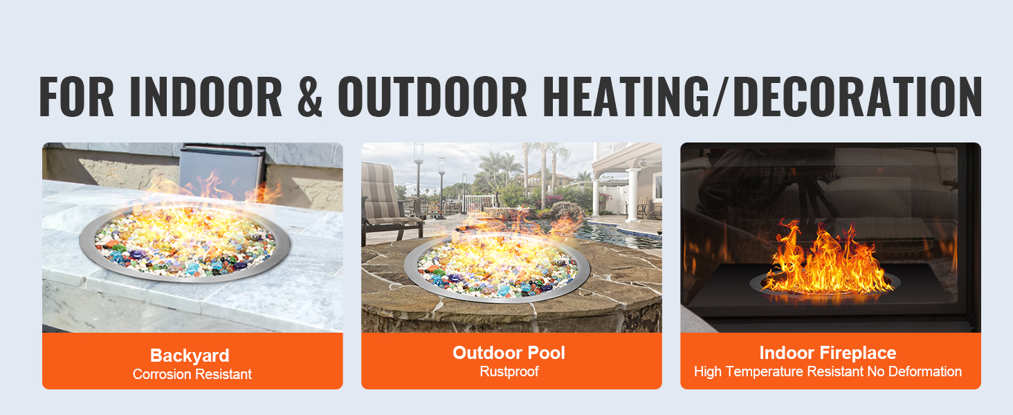 VEVOR fire pit pan for backyard, outdoor pool, and indoor fireplace uses. ideal for heating and decoration.