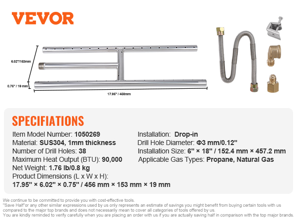 VEVOR fire pit pan specifications and components layout, including dimensions and installation details.
