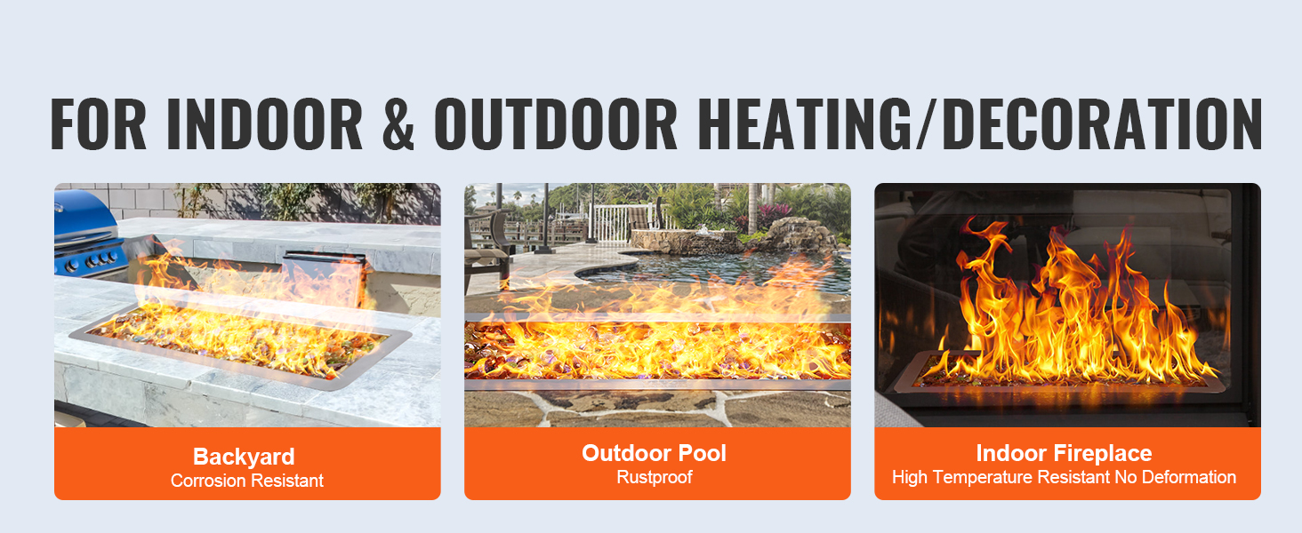 VEVOR fire pit pan for indoor and outdoor use, backyard, outdoor pool, and indoor fireplace.