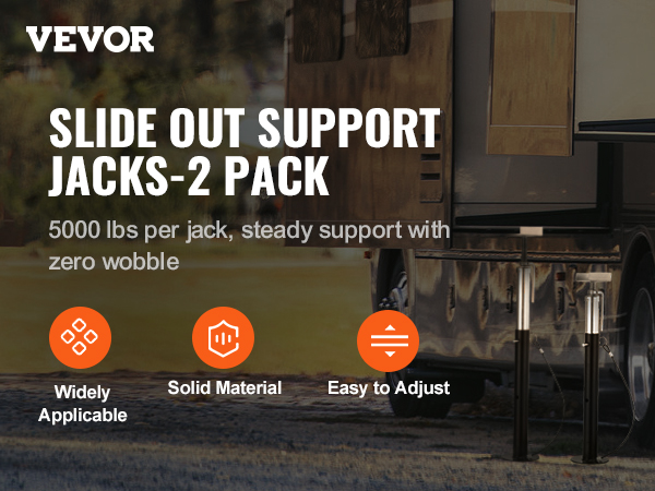 VEVOR rv slide out support jacks holding rv steady with 5000 lbs support per jack, easy to adjust.