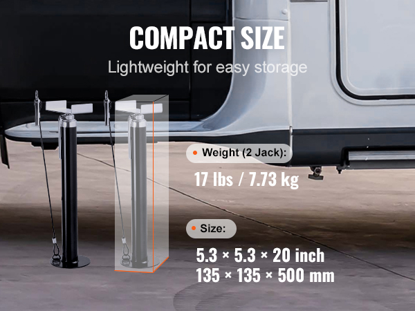 VEVOR rv slide out support jacks, 17 lbs/7.73 kg, compact size 5.3×5.3×20 inch, lightweight for easy storage