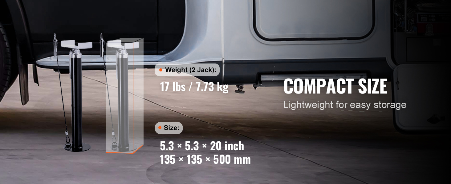 VEVOR rv slide out support jacks, 17 lbs/7.73 kg, compact size 5.3×5.3×20 inch, lightweight for easy storage