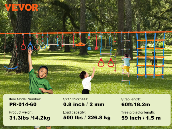 VEVOR ninja warrior obstacle course with various challenging equipment in a park setting.