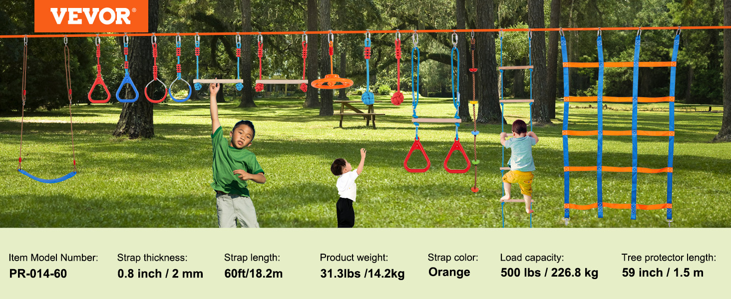 VEVOR ninja warrior obstacle course with various challenging equipment in a park setting.