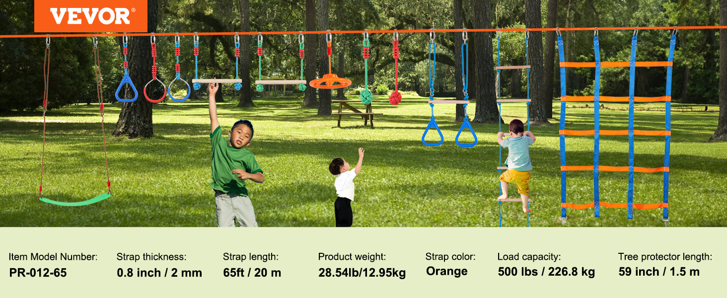 children playing on VEVOR ninja warrior obstacle course set in a park, featuring various obstacles.