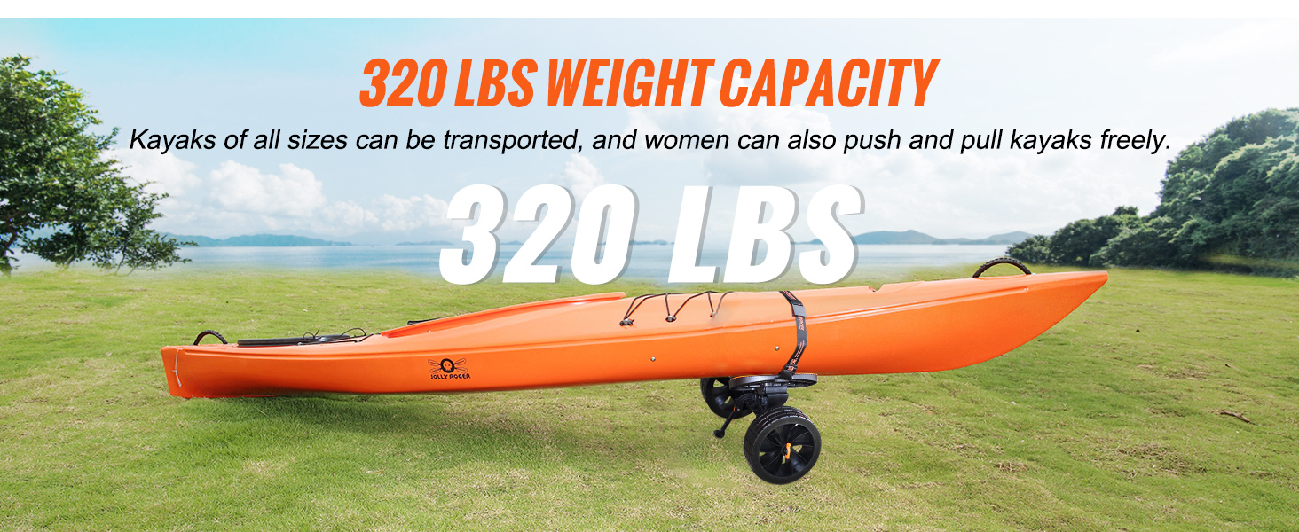 orange kayak on grassy hillside with text