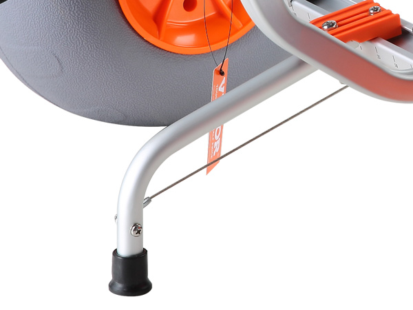 close-up of VEVOR heavy duty kayak cart with sturdy frame and large orange wheel.