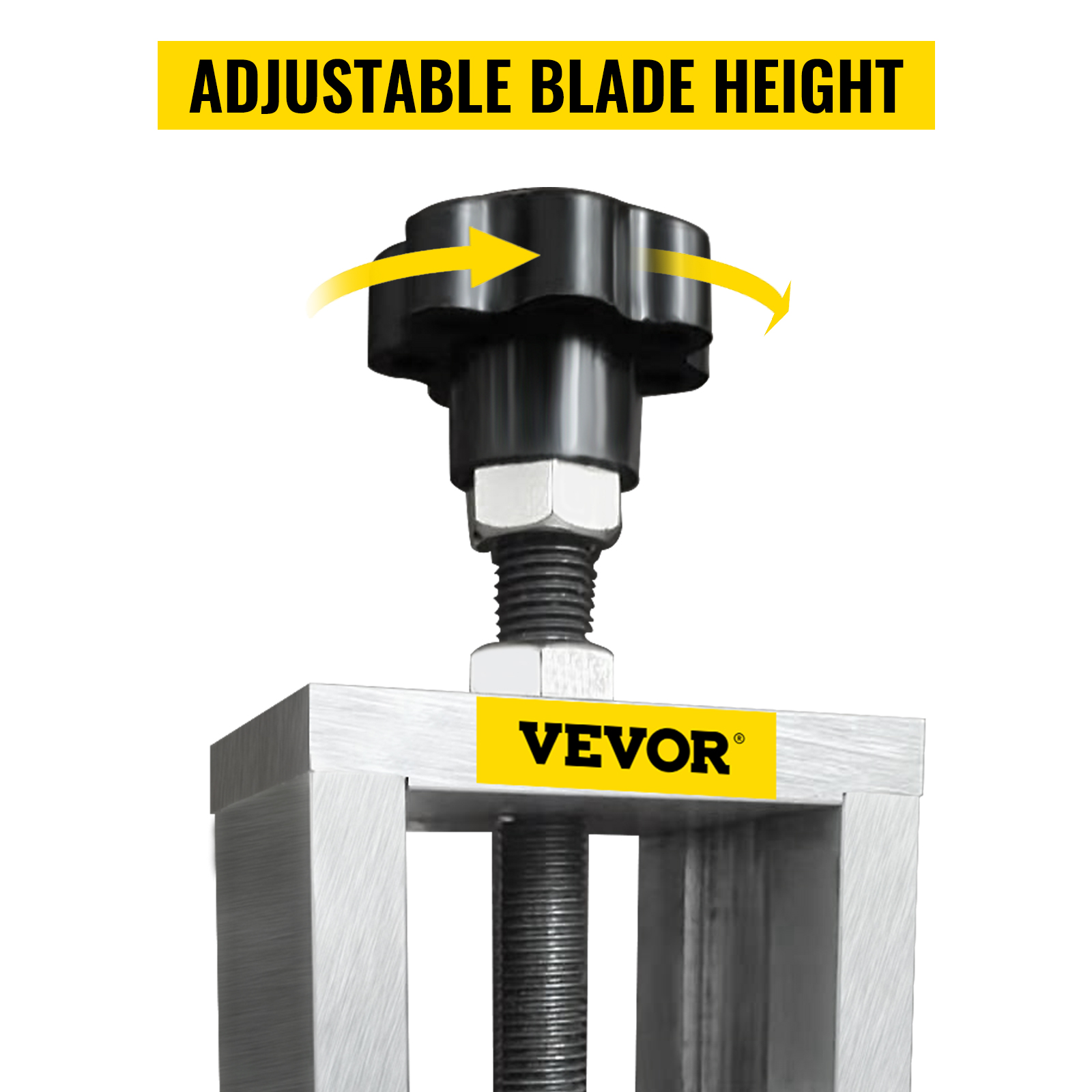 VEVOR wire stripping machine with adjustable blade height knob and yellow branding.