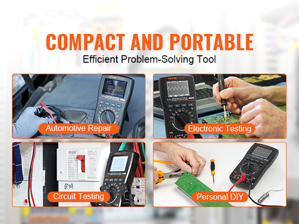 VEVOR handheld oscilloscope for automotive repair, electronic testing, circuit testing, and personal diy.