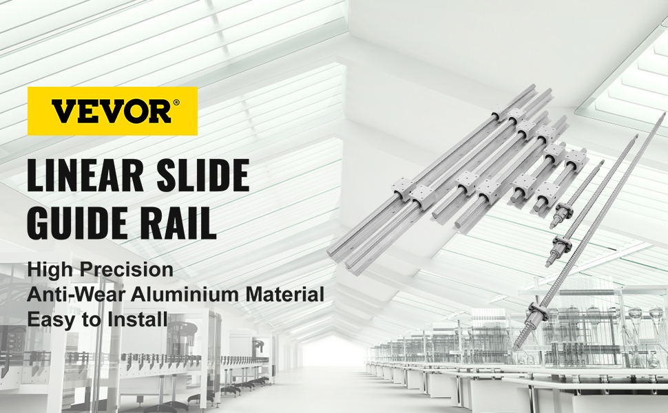 VEVOR linear rail cnc kit in a bright, modern industrial setting. high precision setup.