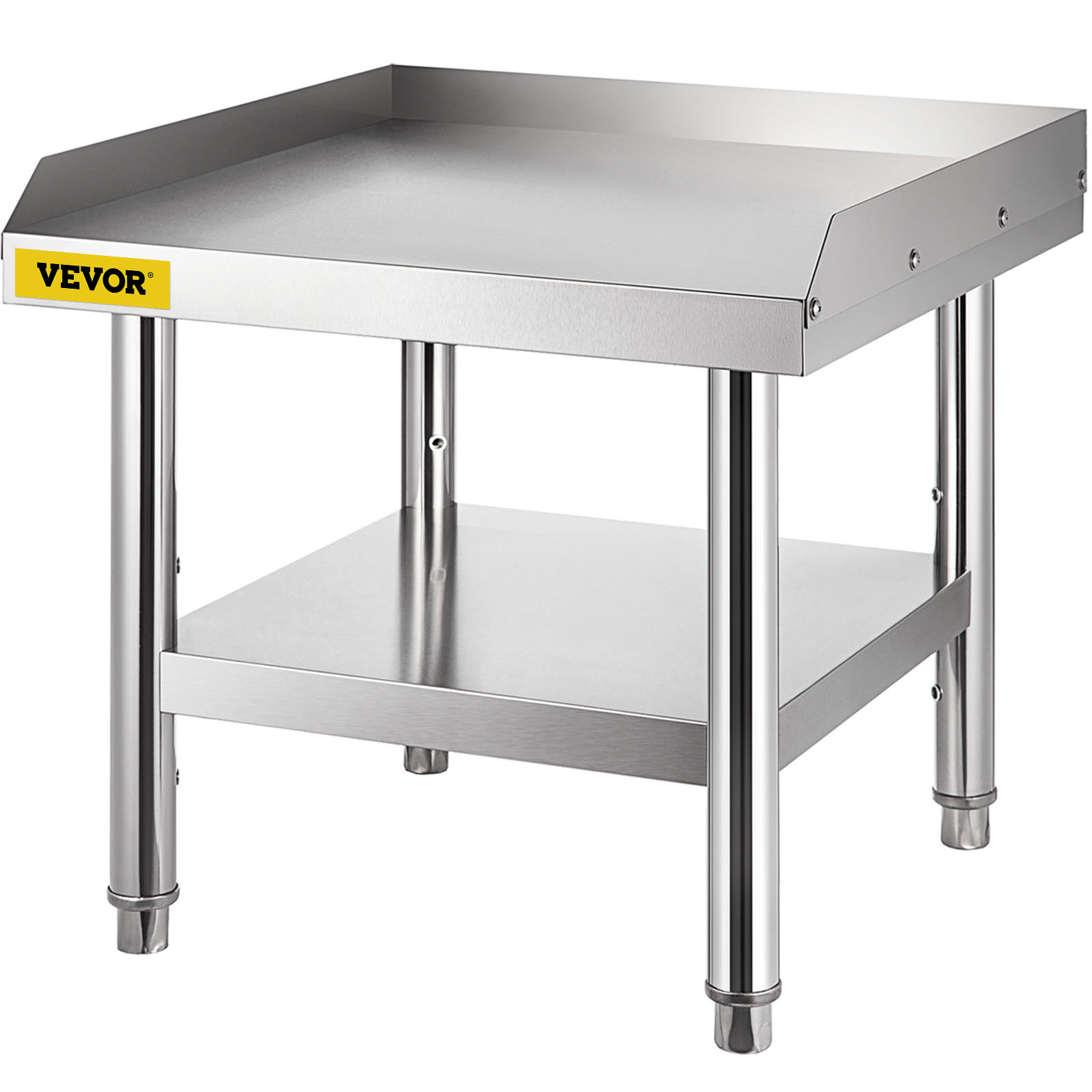 VEVOR stainless steel grill stand with lower shelf and backsplash