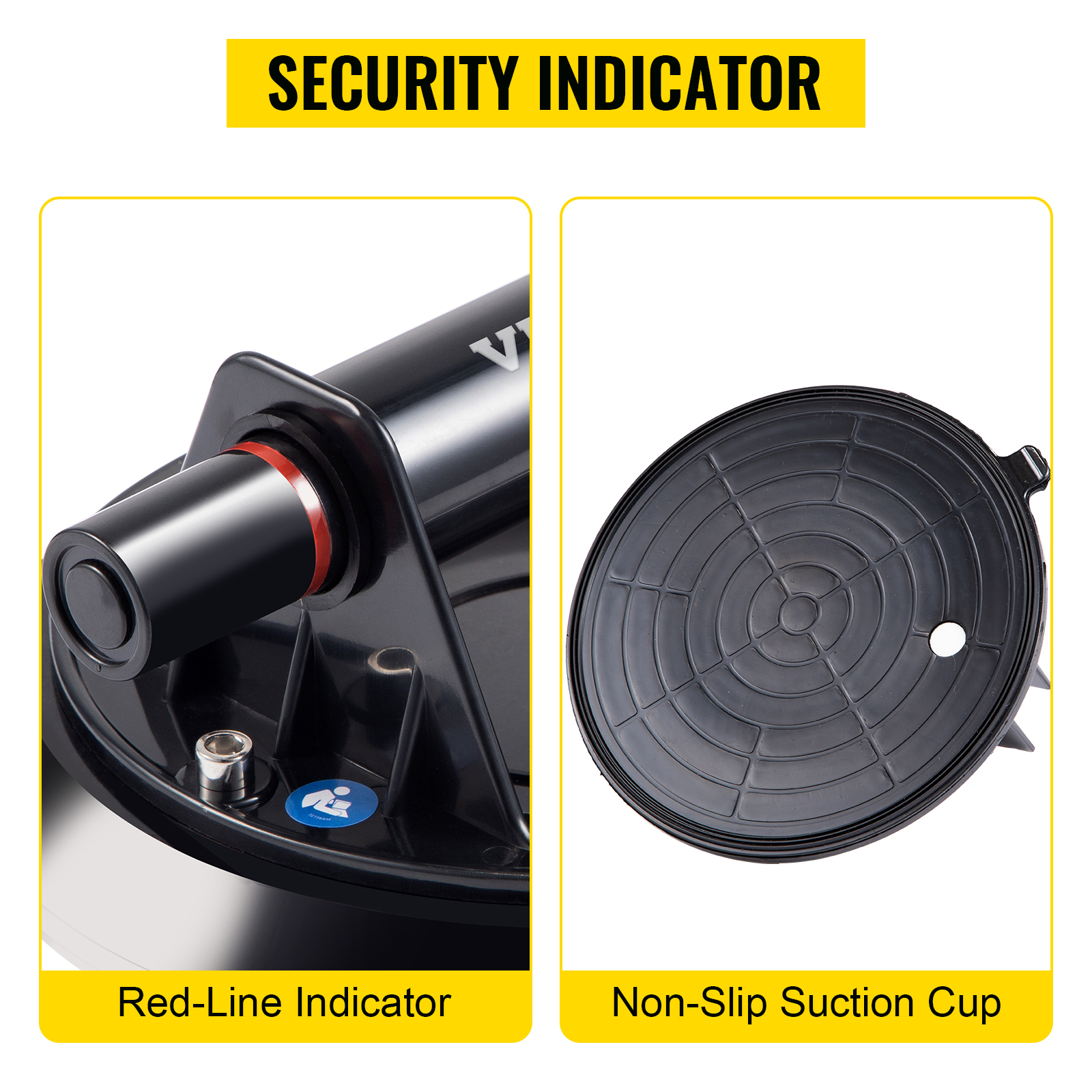 VEVOR glass suction cup with red-line indicator and non-slip surface for security.