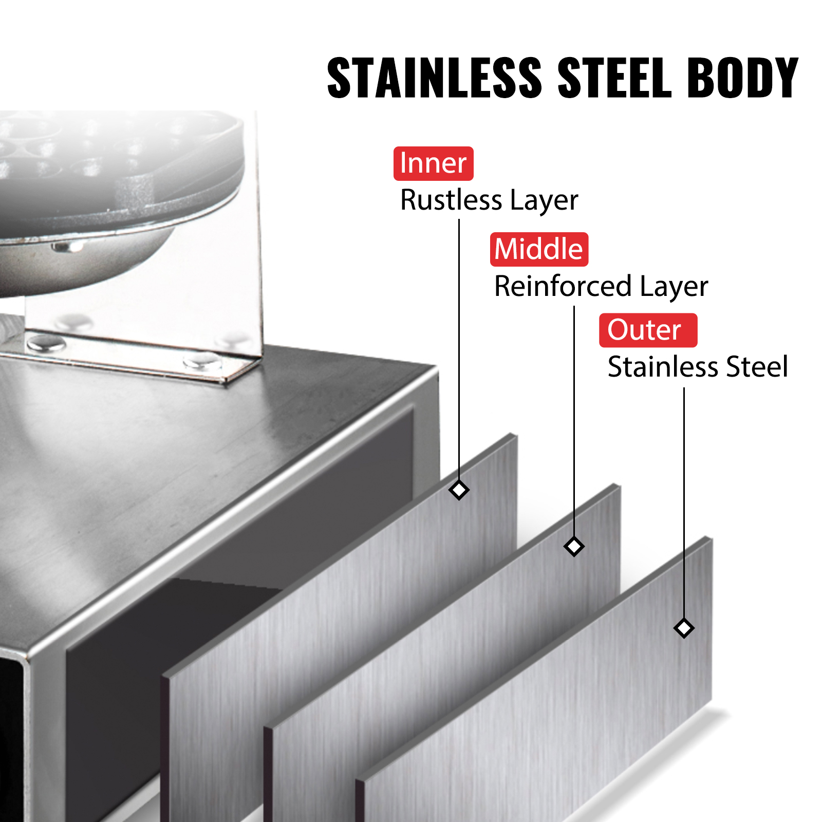VEVOR bubble waffle maker with stainless steel body and rustless reinforced layers.