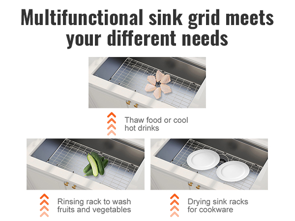 multifunctional sink grid for thawing, rinsing, and drying with VEVOR sink protector grid.