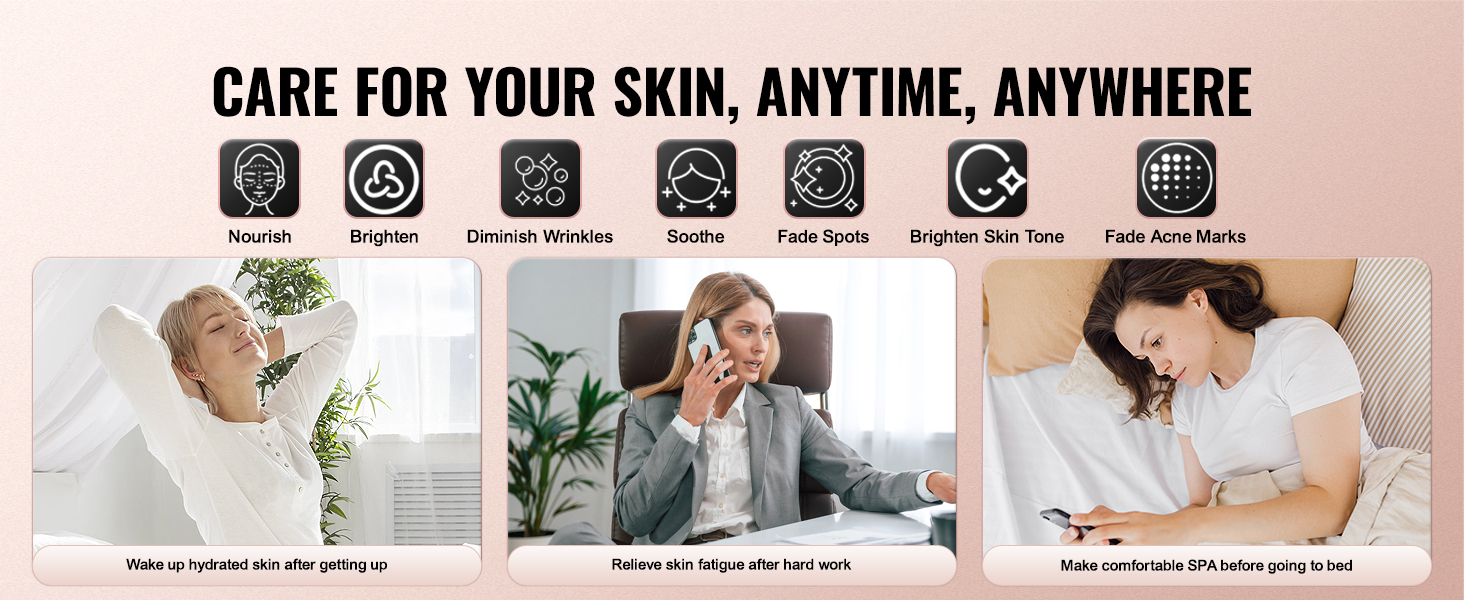 VEVOR red light therapy wand promotes skin nourishment, wrinkle reduction, and brightens skin tone anytime.