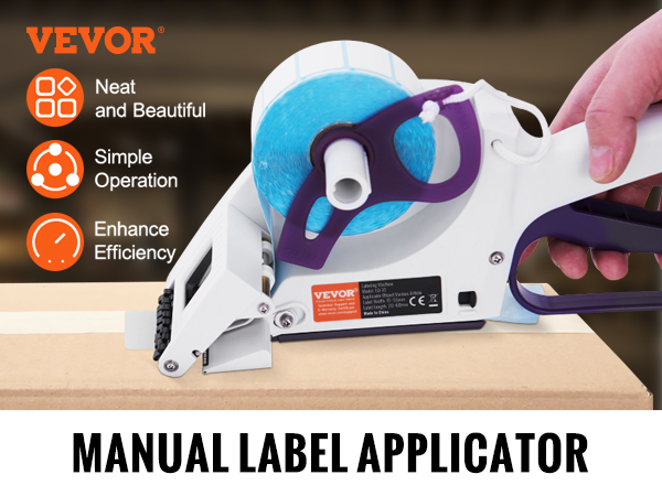 VEVOR label applicator displaying user-friendly design and ease of use on a packaging box.