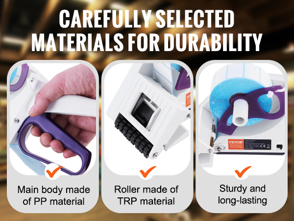 VEVOR label applicator with pp body, trp roller, and sturdy construction for long-lasting durability.
