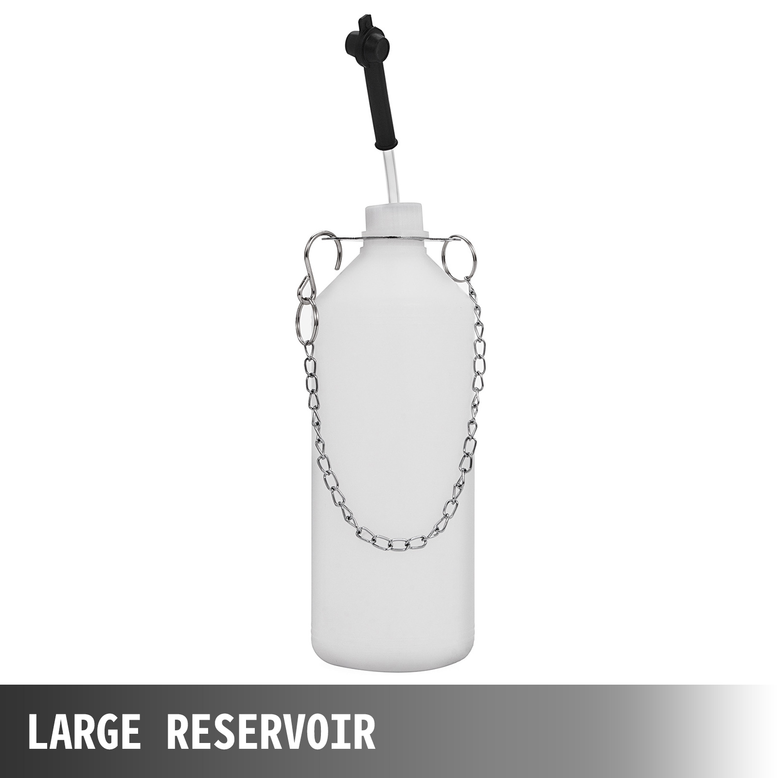 VEVOR brake bleeder tool kit with large white reservoir and attached chain.
