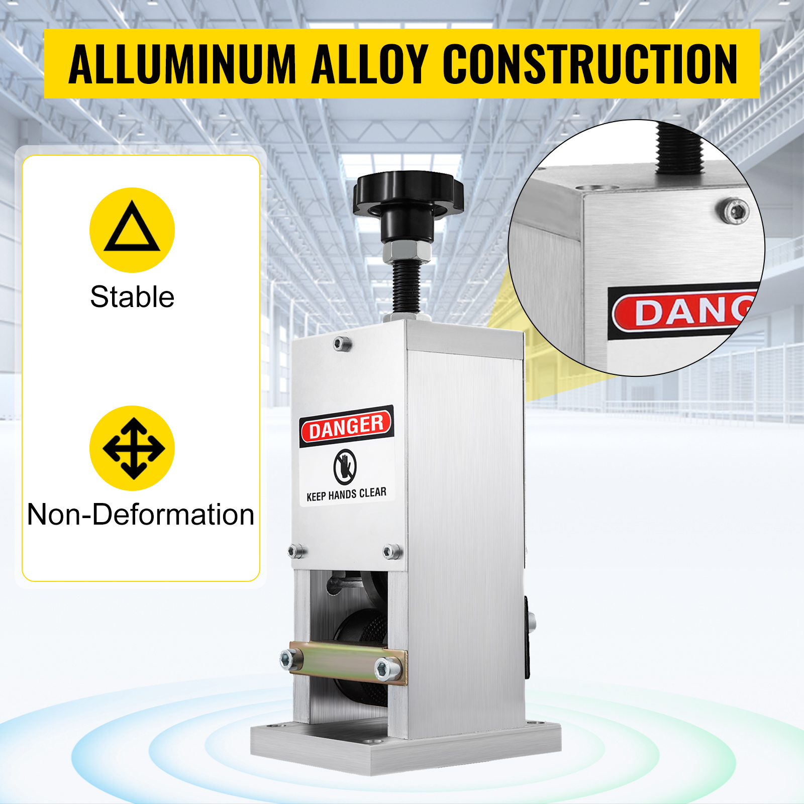 VEVOR wire stripping machine with aluminum alloy construction, stable and non-deforming.