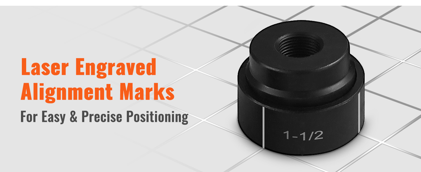 laser engraved alignment marks for VEVOR knockout punch driver kit ensure easy and precise positioning.