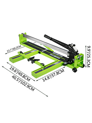 VEVOR tile cutter with measurements, green and black, 40.5 inches long.