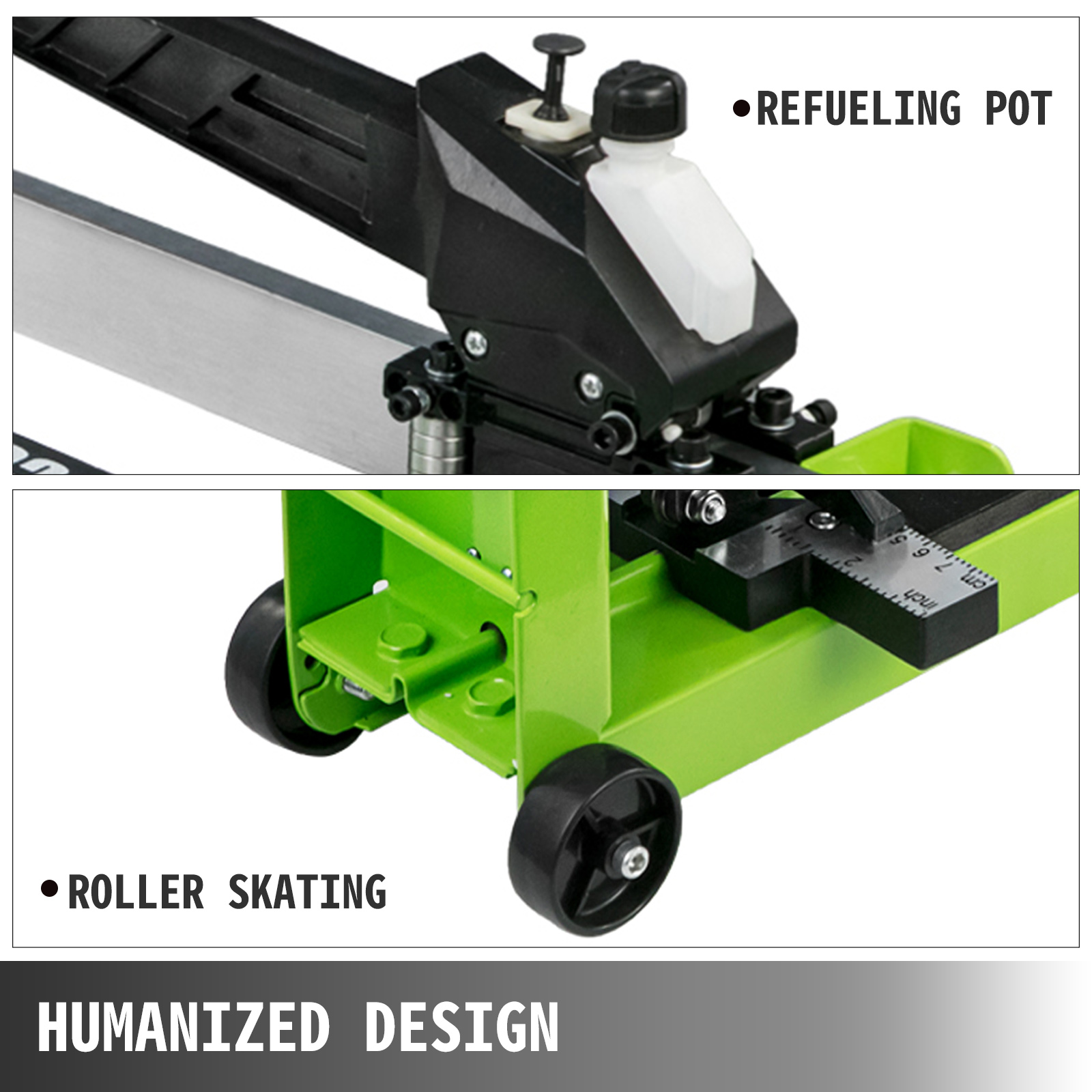 VEVOR tile cutter with refueling pot and roller skating for humanized design.