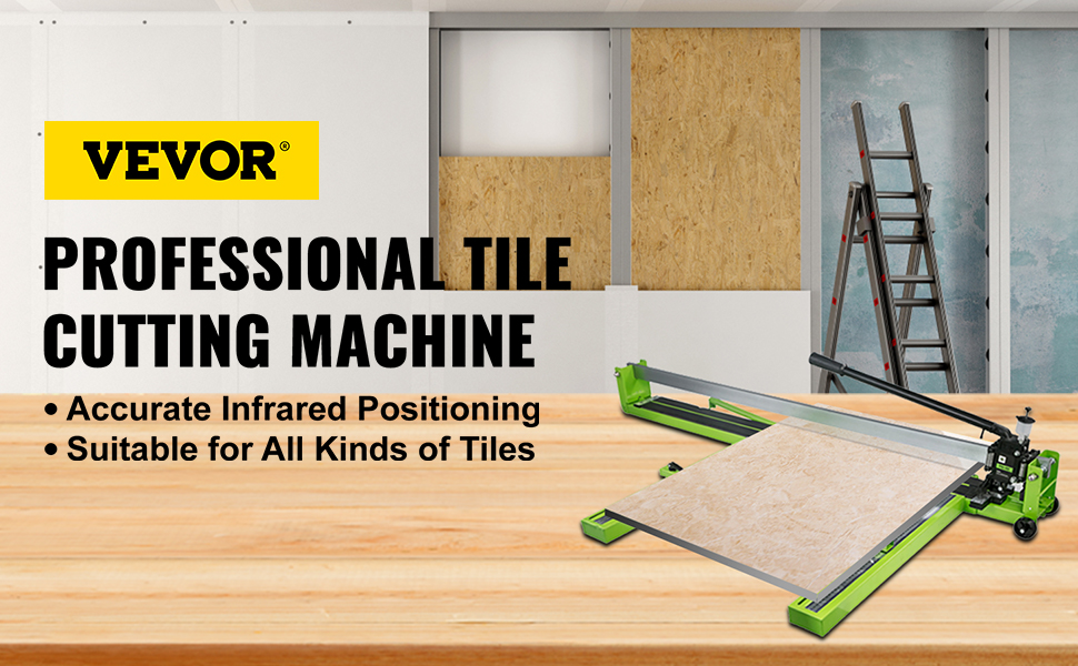 VEVOR tile cutter with infrared positioning and versatility for all tile types in a workshop.