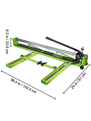 VEVOR tile cutter with measurements on white background.