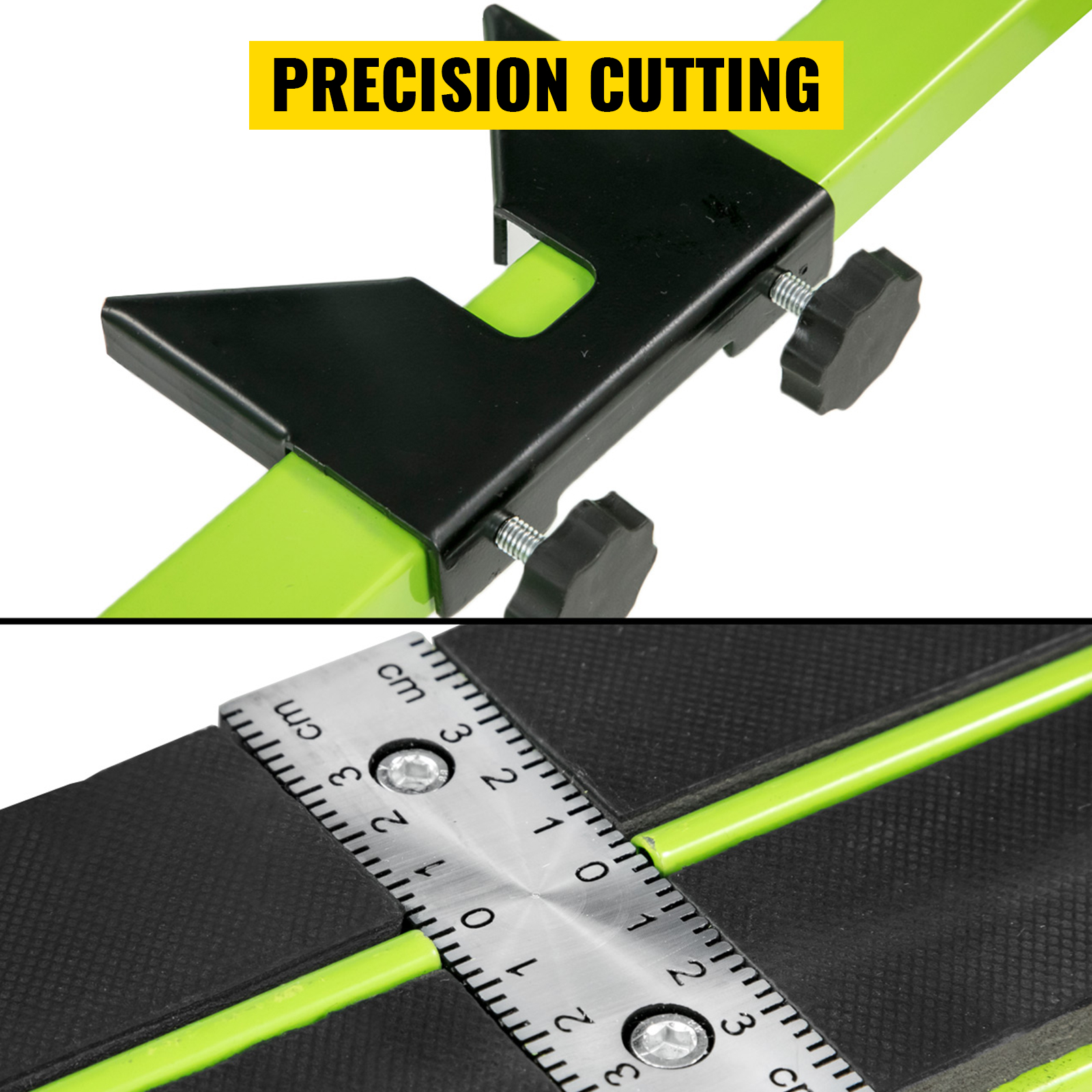 VEVOR tile cutter with precision cutting guide and detailed measurement scale.