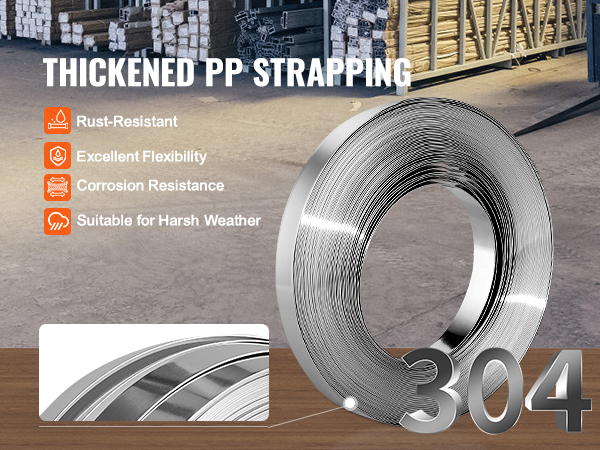 304 stainless steel banding coil, rust-resistant, corrosion resistance, flexible, harsh weather suitable.