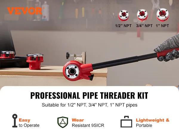 VEVOR pipe threader kit includes dies for 1/2