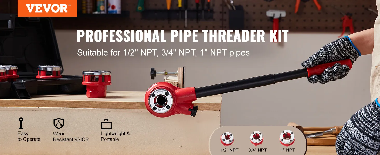 VEVOR pipe threader kit includes dies for 1/2